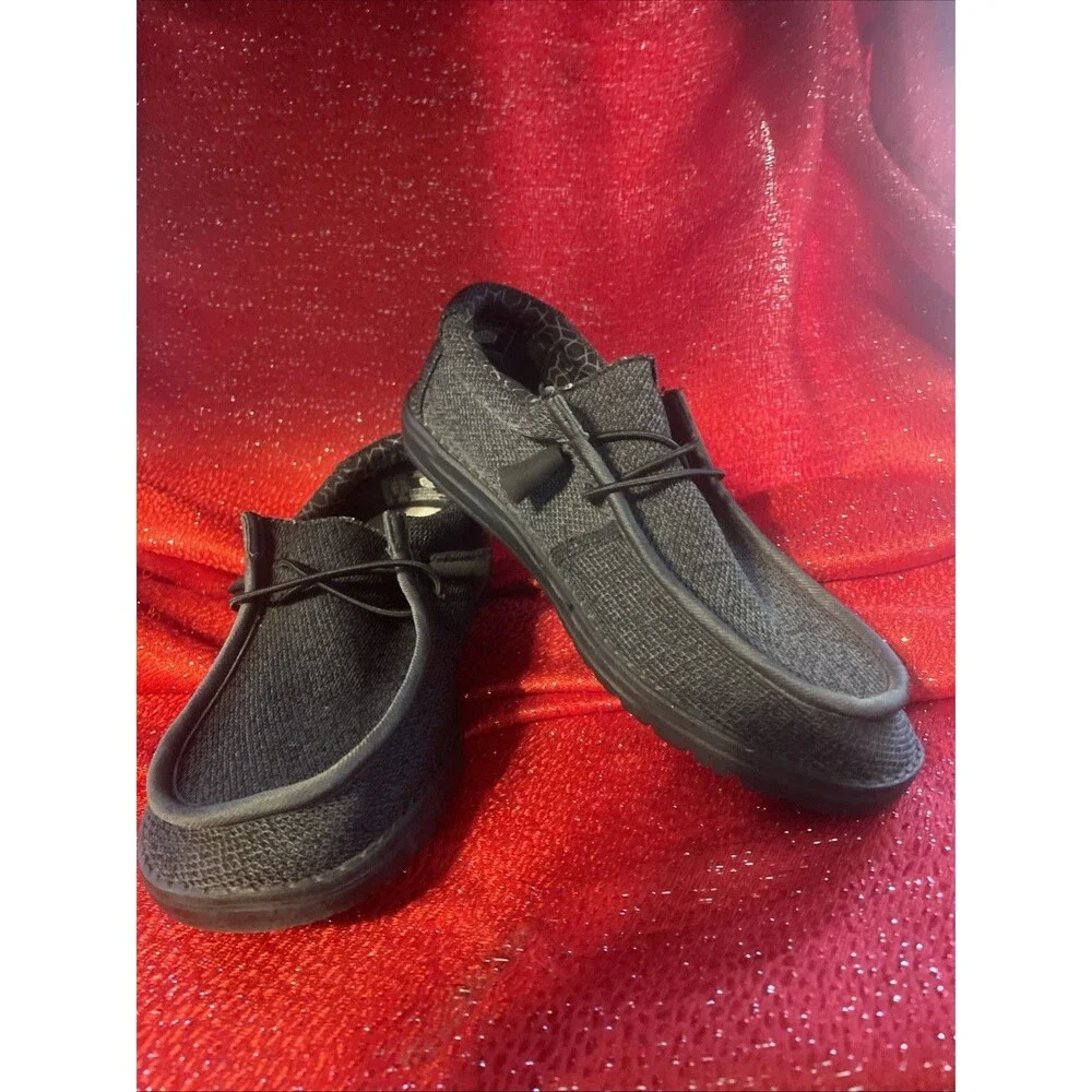 Hey Dude Men's Wally Sox Wide Size M9EE Loafer Shoes - Micro Total Black